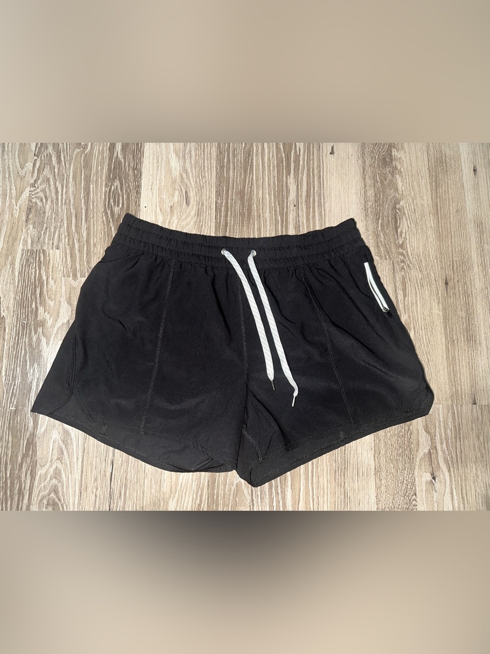 Vuori Black Athletic Shorts with White Drawstring